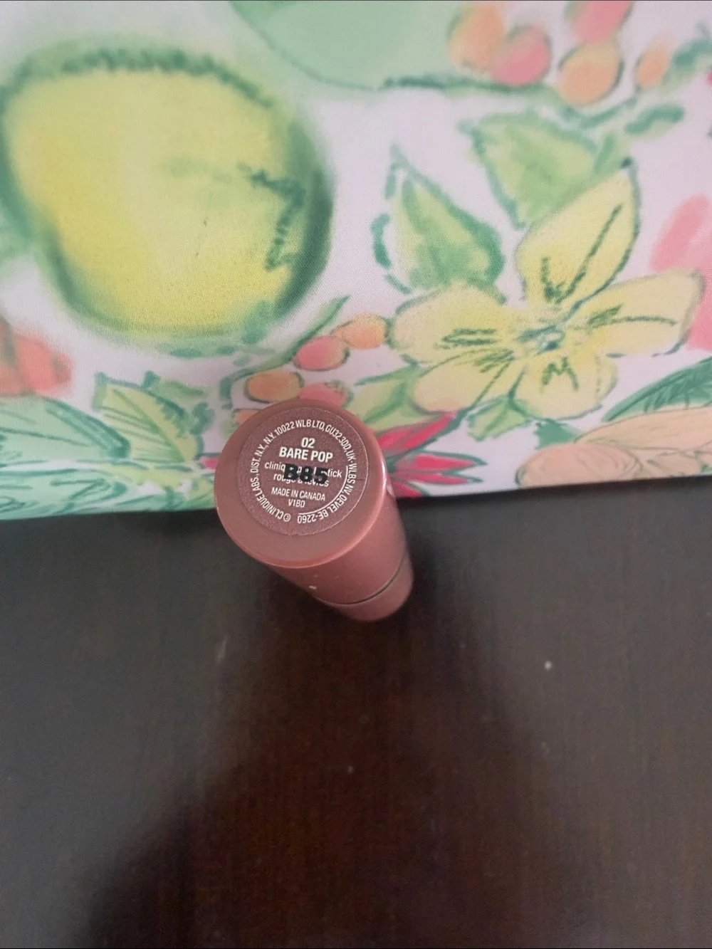 Clinique Longwear Lipstick in 02 Bare Pop with Floral Pouch - Picture 2 of 4